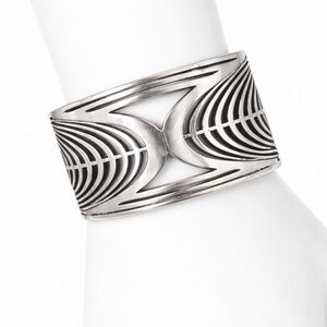 Lucky Brand Sterling Silver Wide Cuff Bracelet | Signed | Boho Statement